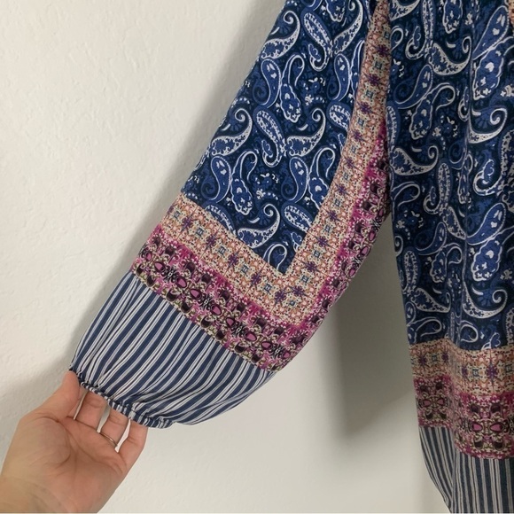 Grand & Greene Peasant Top Boho Mixed Print Size 1X - Picture 11 of 16